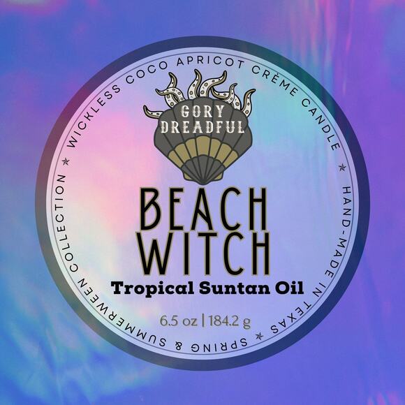 Beach Witch Luxury Wickless Candle:  Nostalgic Tropic Suntan Oil Scent - Picture 8 of 10